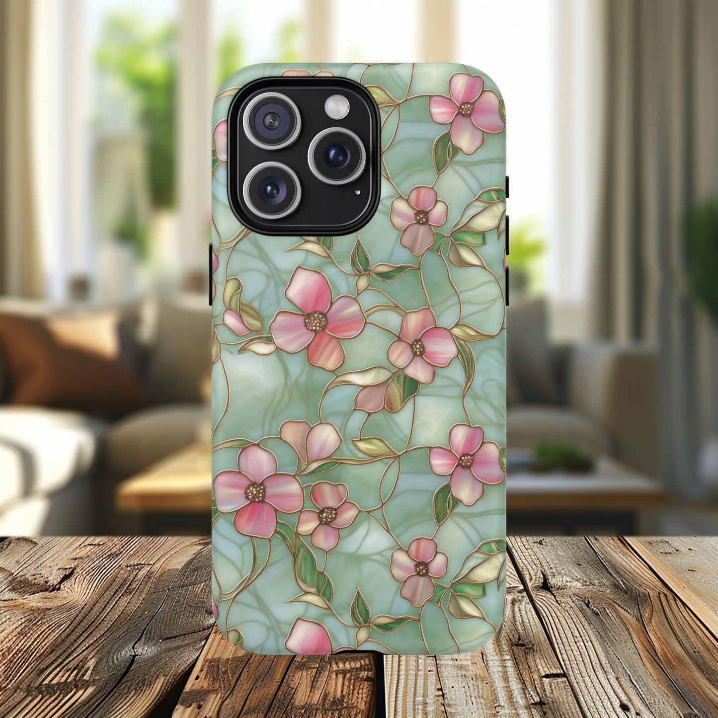 Aqua Bloom Serenity Tough iPhone Magnetic Cases, Cute Flower Design, Stylish Protection, Gift for Her, Trendy Accessories, iPhone MagSafe Accessory.