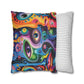 Psychedelic Visions Vibrant Abstract Art Pillowcase - Colorful Decorative Faux Suede Cushion Cover
