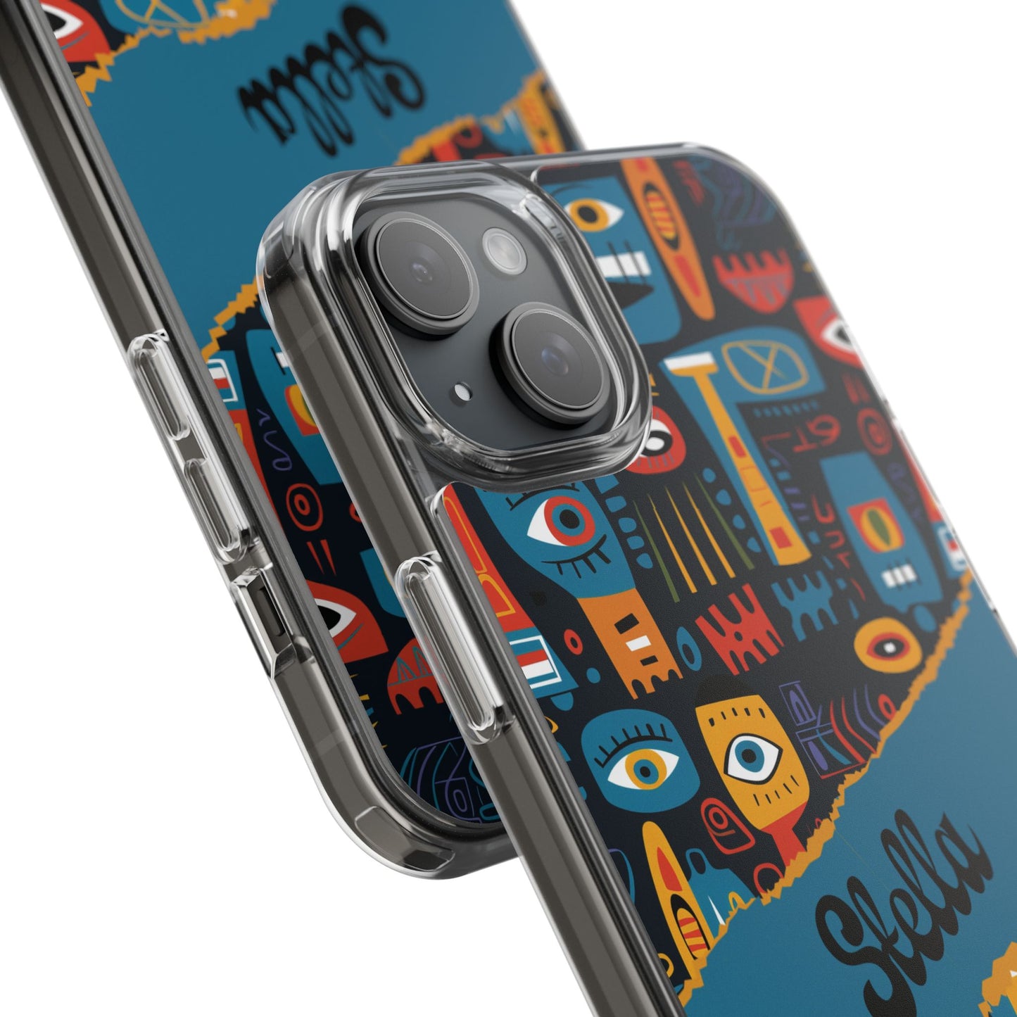 Phone Case — Colorful Abstract Faces Clear Impact-Resistant Case