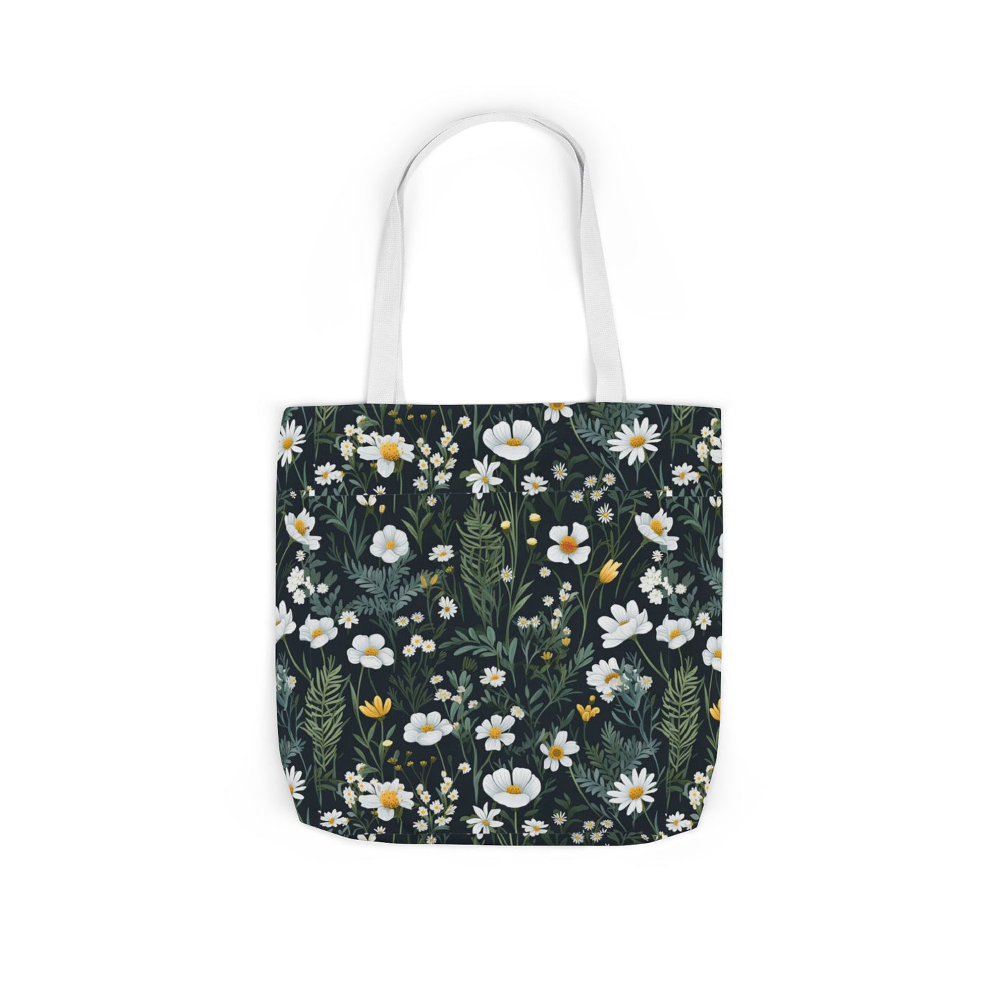 Daisy Delight Floral Canvas Tote Bag with 5-Color Straps | Eco-Friendly Shopping Bag
