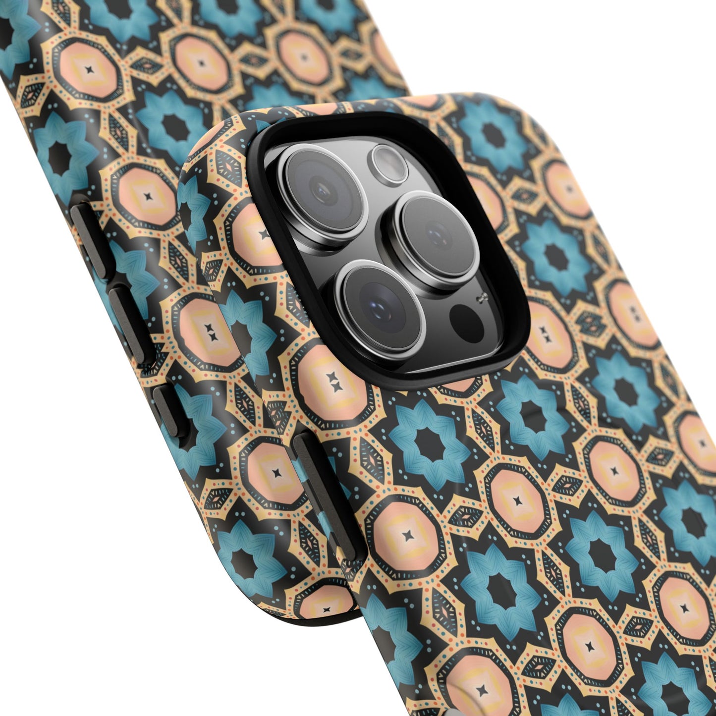 Sahara Star Mosaic Colorful Geometric iPhone Cases, Tough Magnetic iPhone Cases, Vibrant Design iPhone Cover, Durable iPhone Protection, Stylish Tech Accessories.