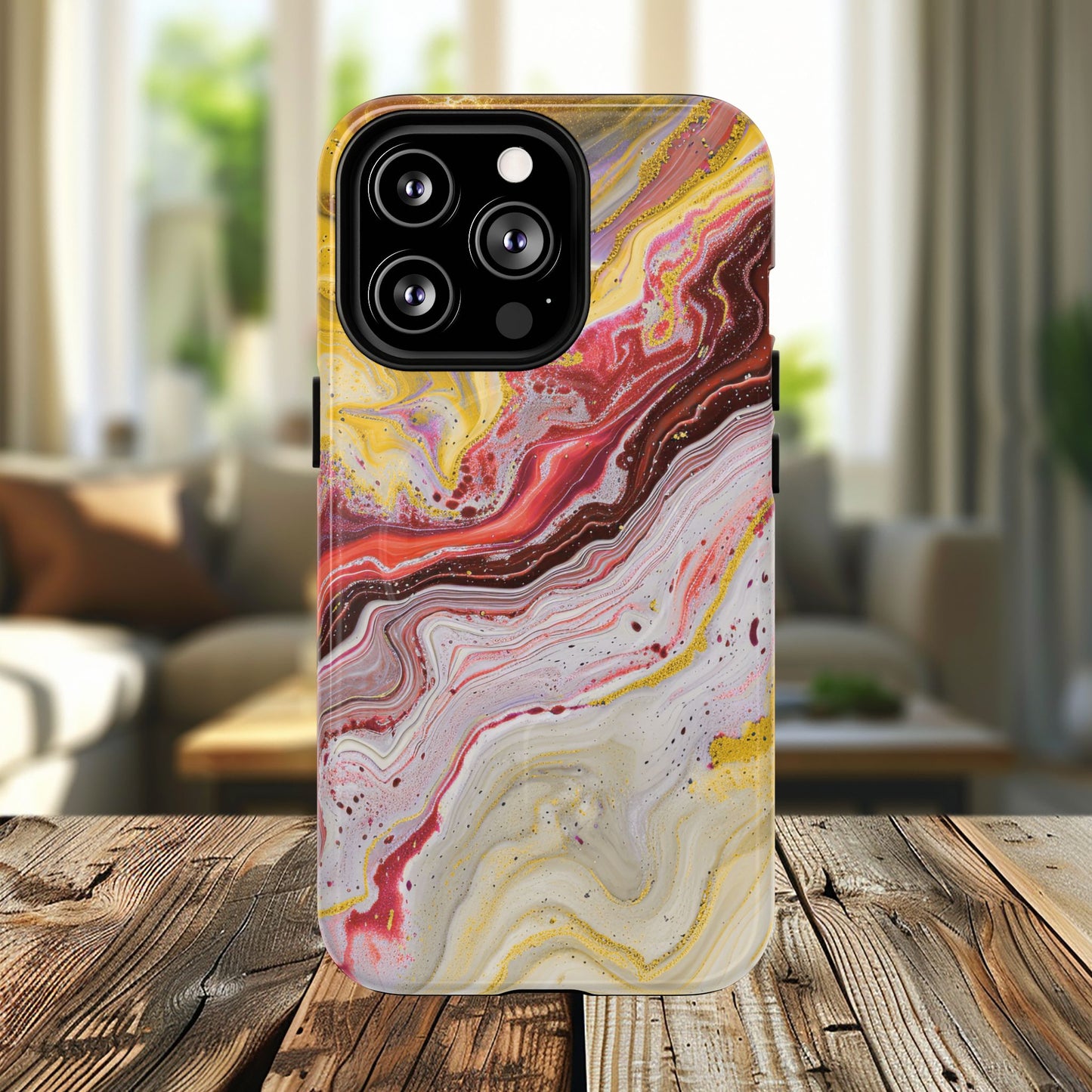 Colorful Red Marble iPhone Case, Tough Magnetic Cases, Stylish iPhone Protection, Unique Gift for iPhone Lovers, iPhone Accessories