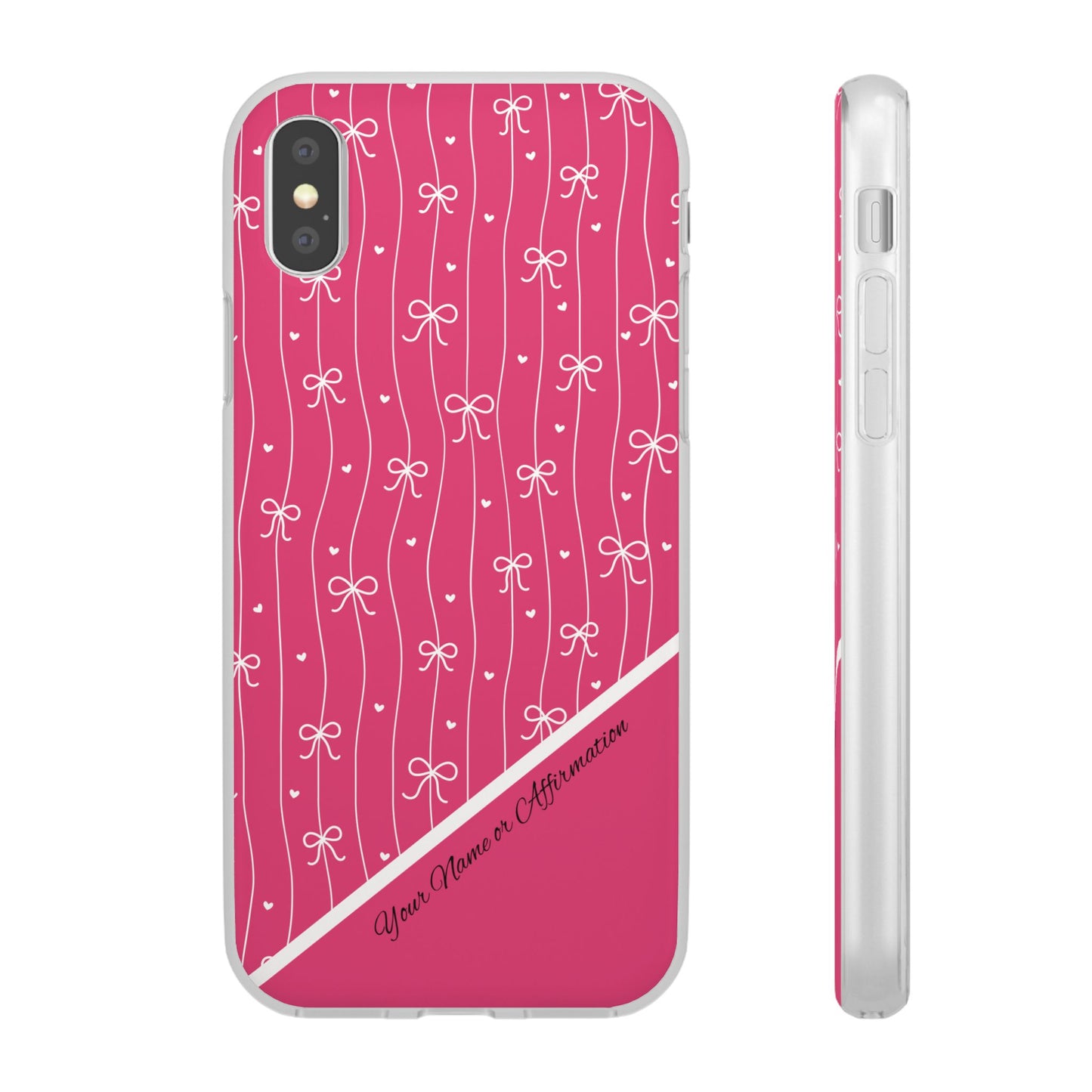 Personalized Pink Bow Coquette Slim Flexi iPhone and Samsung Cases — Custom Name or Affirmation