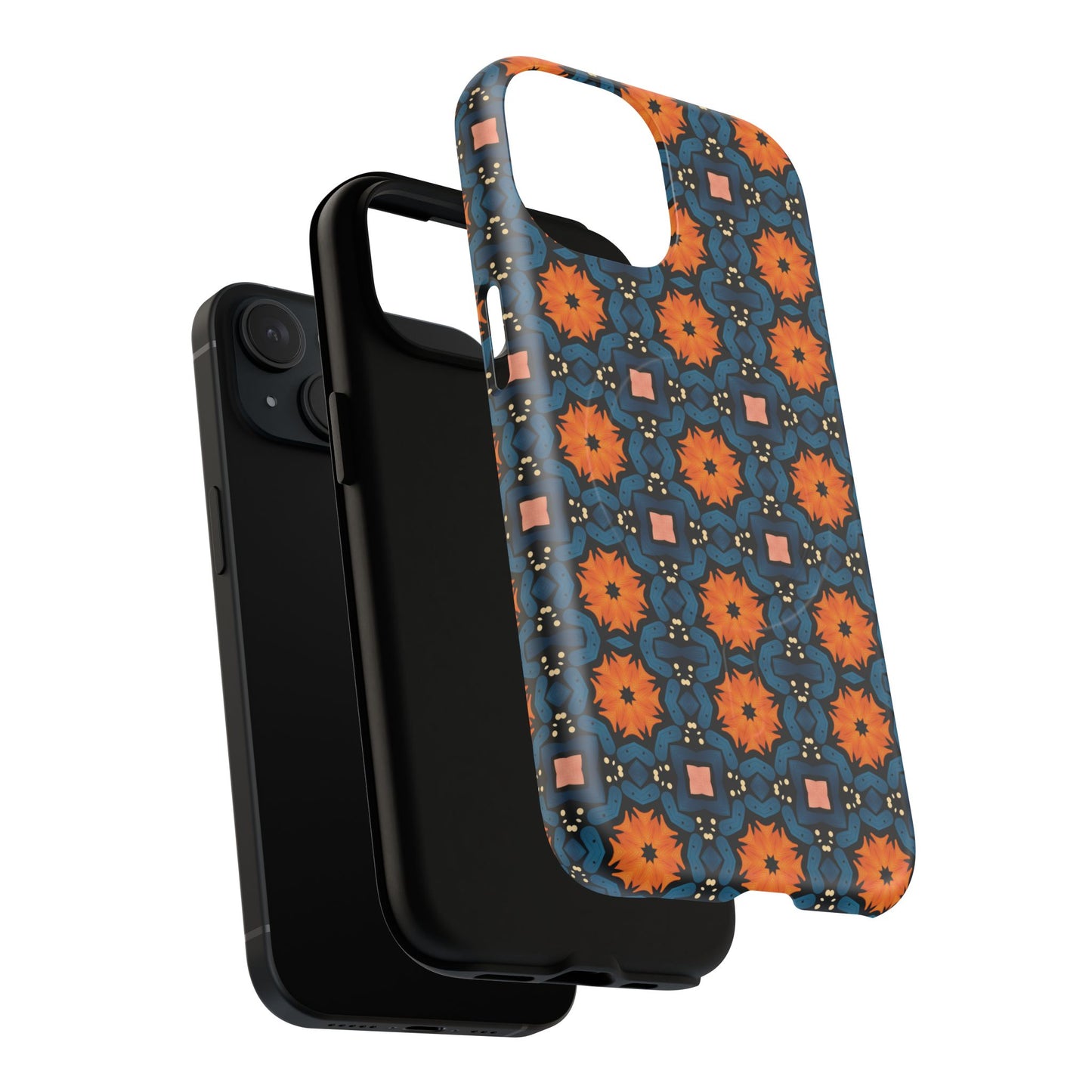 Saffron Tile Bloom Vibrant Floral Tough Magnetic iPhone Case, Durable iPhone Cover, Gift for Her, Floral Design, Unique iPhone Protection.