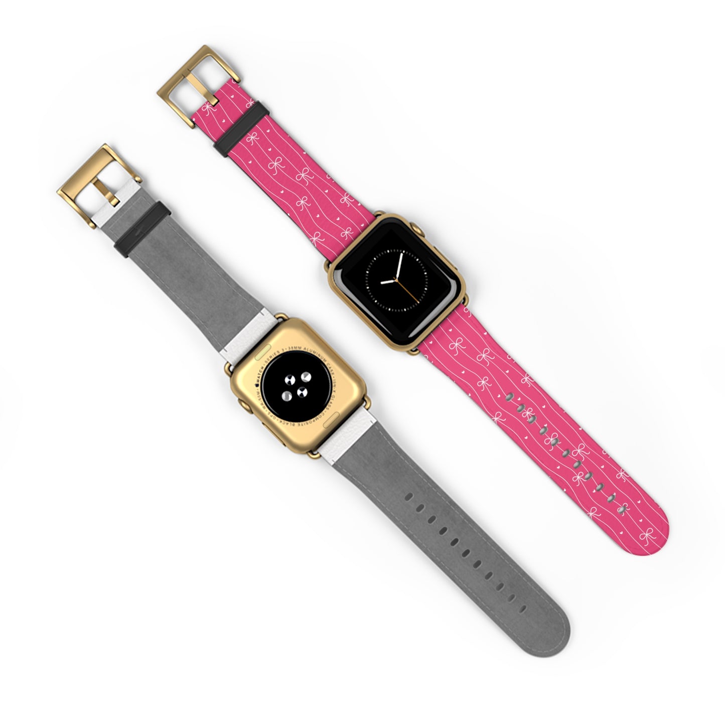 Pink Bow Coquette Watch Band ONLY — Cute Ribbon-Stripes Apple Watch Strap