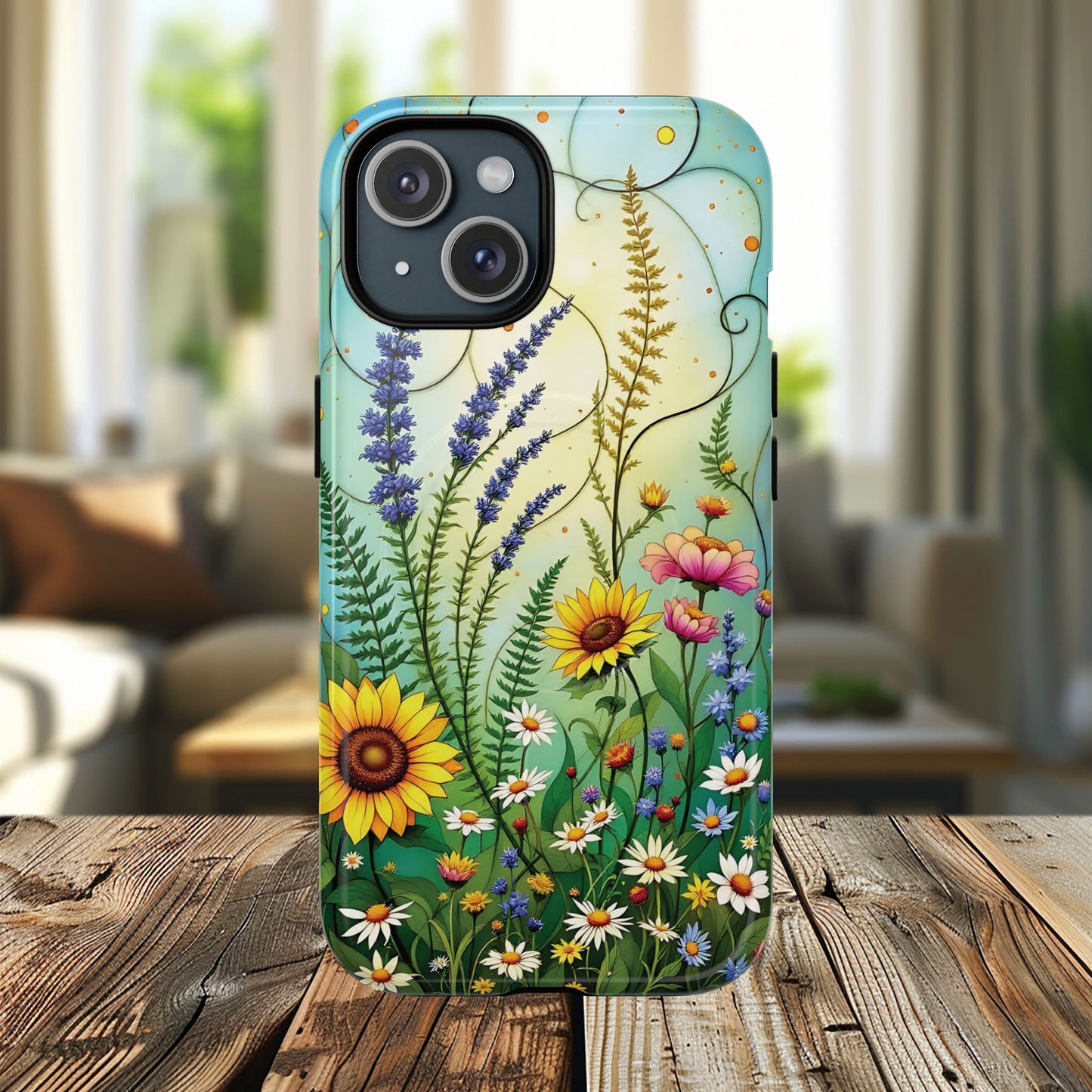 Floral Stained Harmony Glass Tough Magnetic Phone Case | Nature Inspired Design | Durable Protection | Gift for Nature Lovers | Spring Vibe