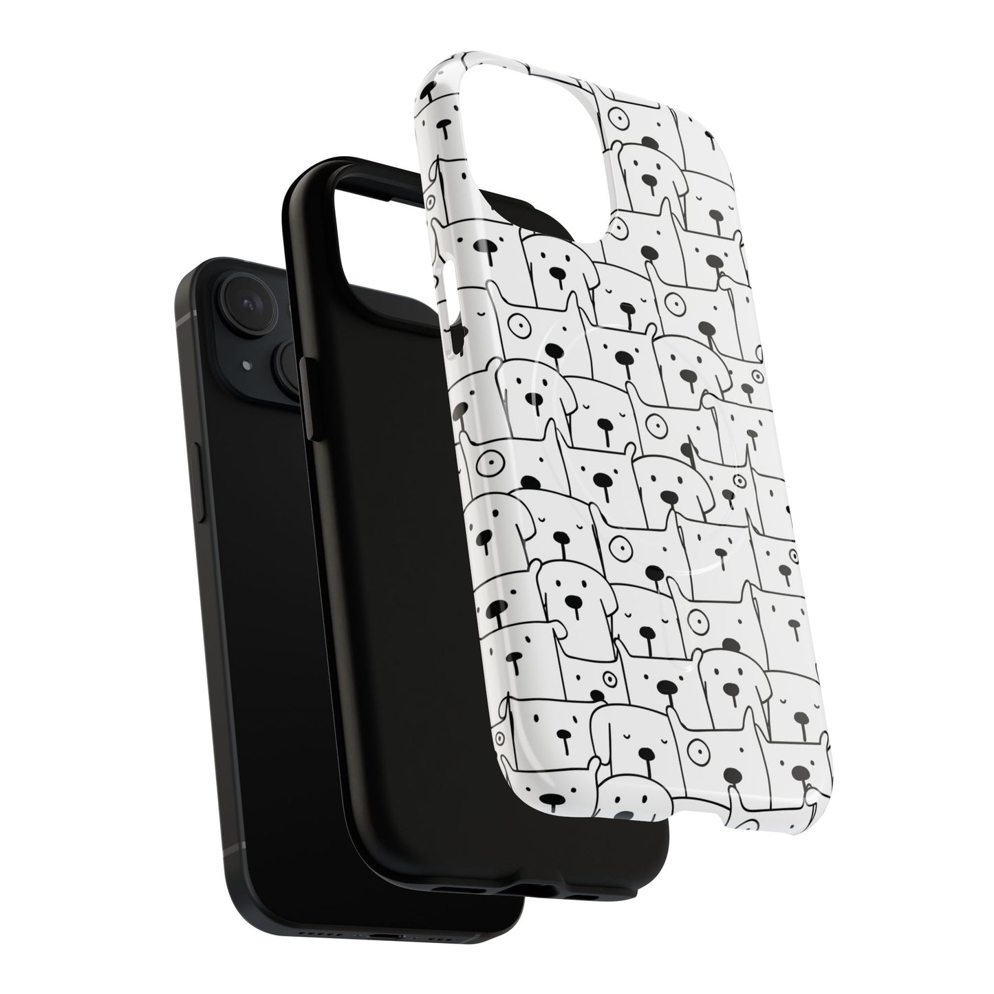 Cute Woof Line-Up iPhone Case, Tough Magnetic Case for Pet Lovers, Stylish Phone Accessory, Gift for Dog Owners, Protective Pet Case