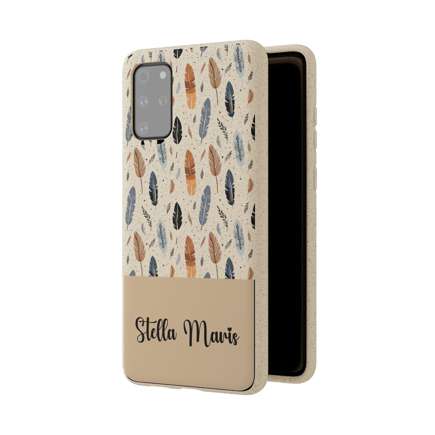 Personalized Whispering Feathers Samsung Biodegradable Case, Custom Name Case.