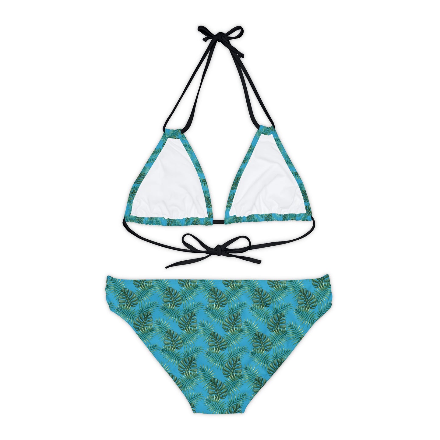 Turquoise Tropical Bliss Strappy Bikini Set (AOP)