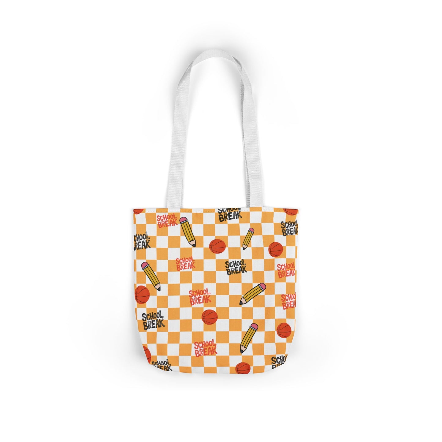 Personalized Orange Schoolyard Chic Composition Book Inspired Canvas Tote Bag with Colorful Straps, Cute School Bag, Eco-Friendly Tote, Back to School Shopping Bag, Teacher Gift Idea
