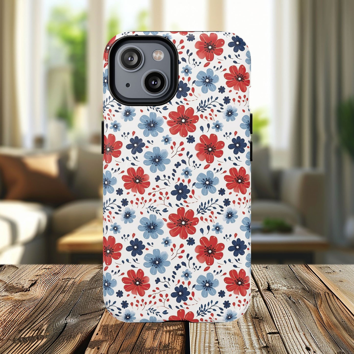 Patriotic Floral Dreams Tough Magnetic iPhone Cases, Durable, Stylish, Gift for Her, Protective Phone Cover, Spring Floral Design