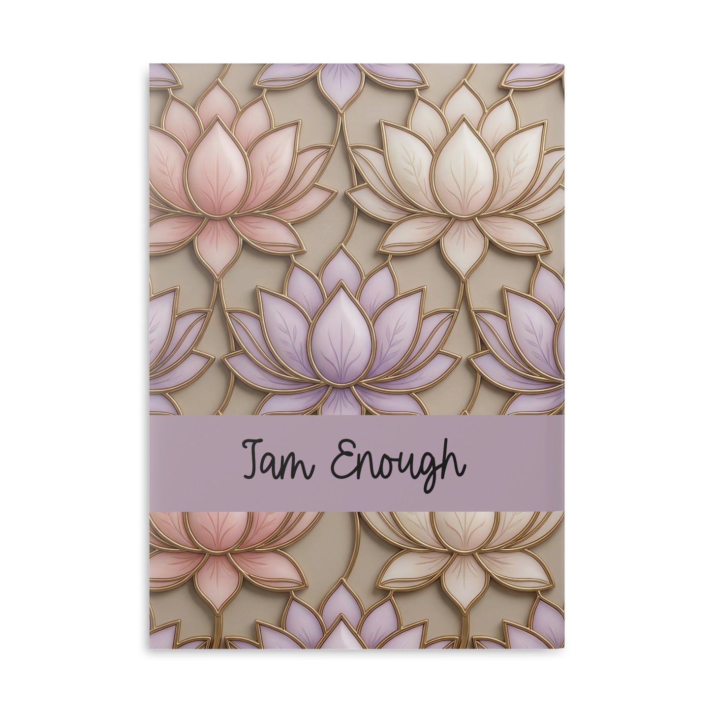Personalized Stained Glass Lotus Blossom Hardcover Notebook — Custom Name and Affirmation Puffy Cover Journal.