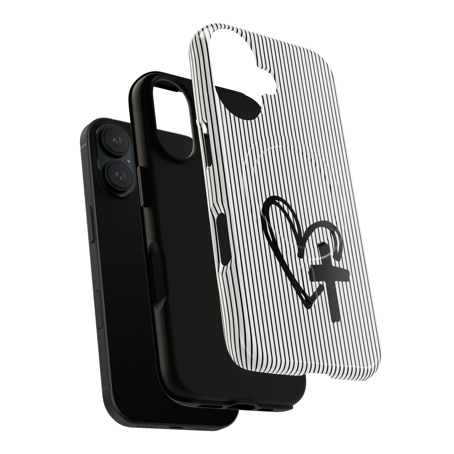 Tough Magnetic Phone Case with Heart & Cross Design, Durable Phone Cover, Unique Gift for Her, Stylish Accessory, Everyday Use