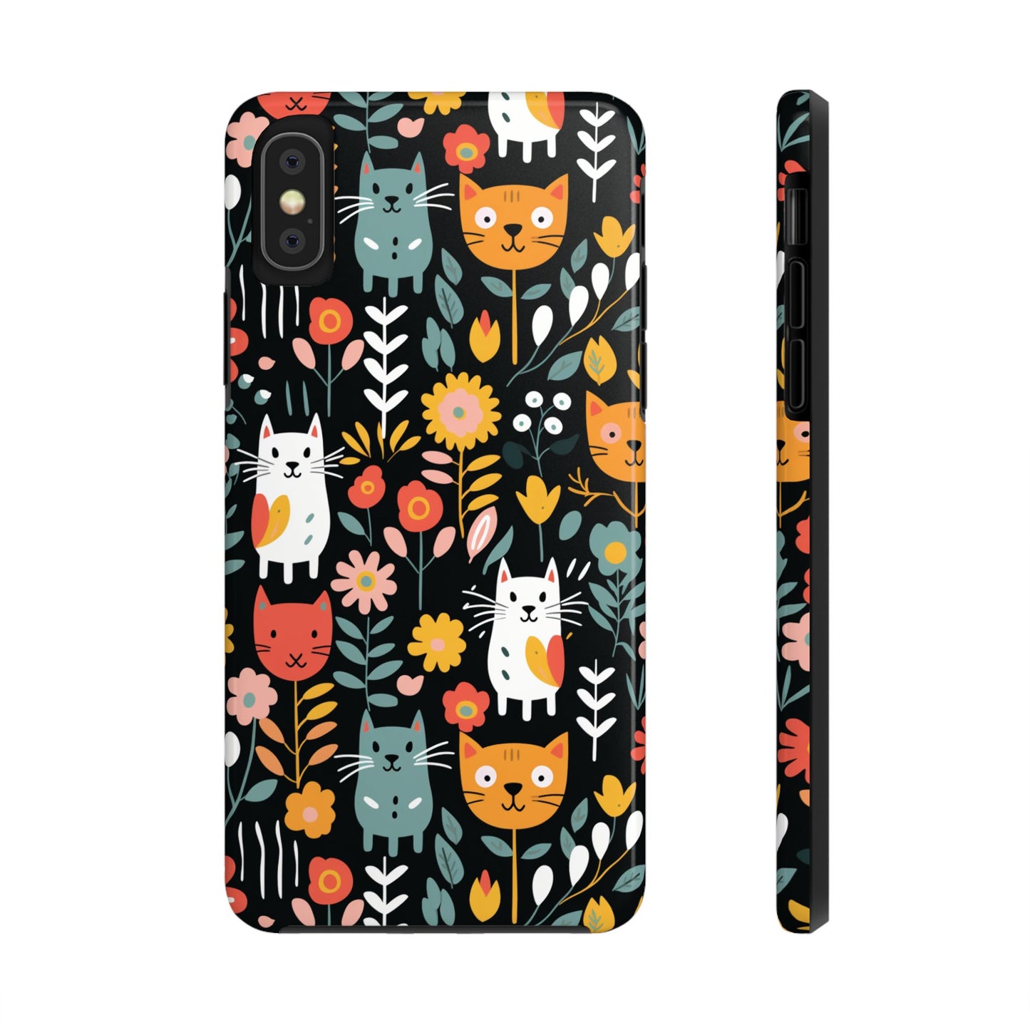 Whimsical Feline Garden iPhone and Samsung Tough Phone Cases