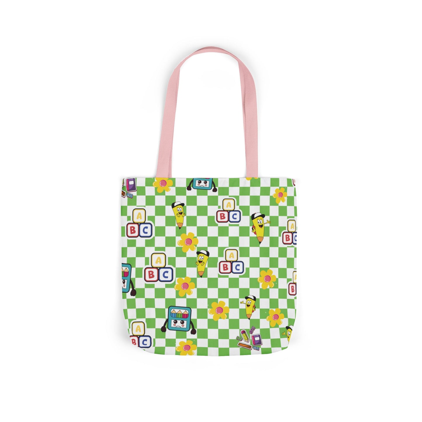 Personalized Green Schoolyard Chic Composition Book Inspired Canvas Tote Bag with Colorful Straps, Cute School Bag, Eco-Friendly Tote, Back to School Shopping Bag, Teacher Gift Idea