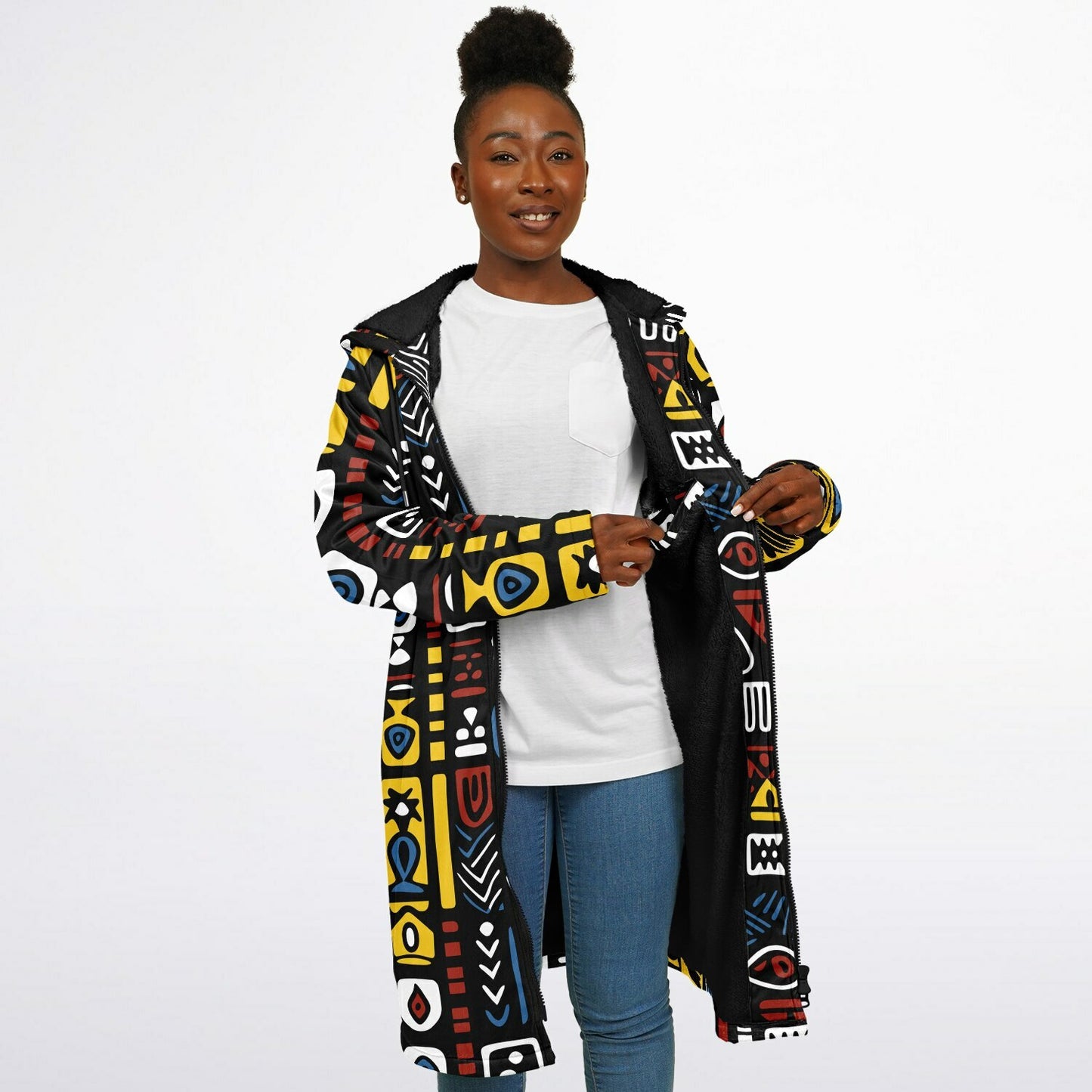 Geometric Harmony Unisex Zipper Cloak - AOP