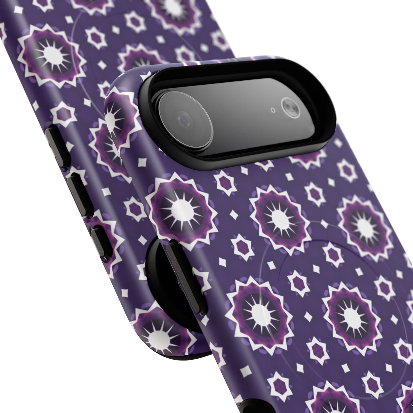 Violet Nova Bloom Stylish Tough Magnetic iPhone Case, Purple Floral iPhone Cover, Durable Cell iPhone Protector, Gift for Her, Mother's Gift