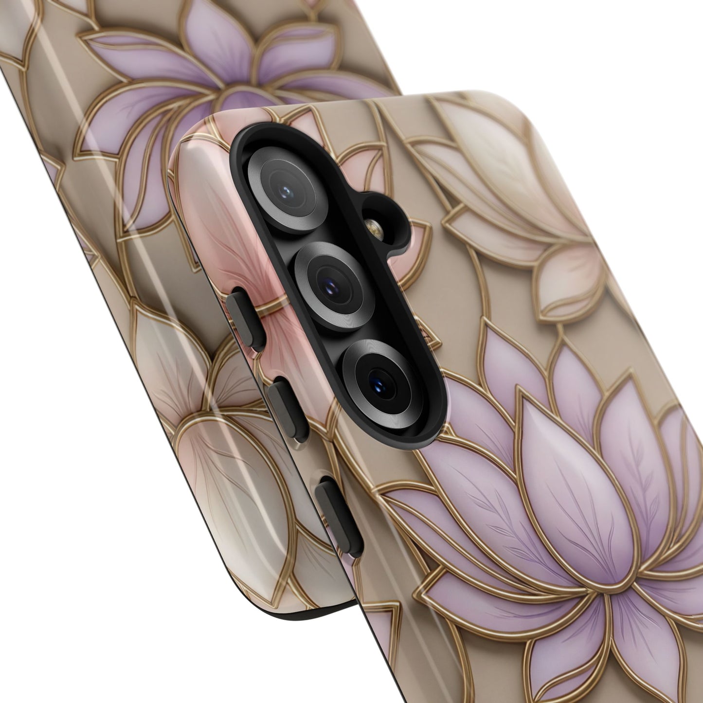 Personalized Lotus Floral Stained Glass Effect Tough Phone Case