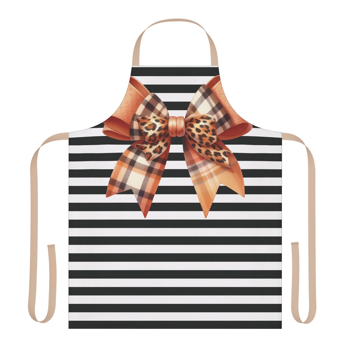 Striped Brown Bow Chef's Apron