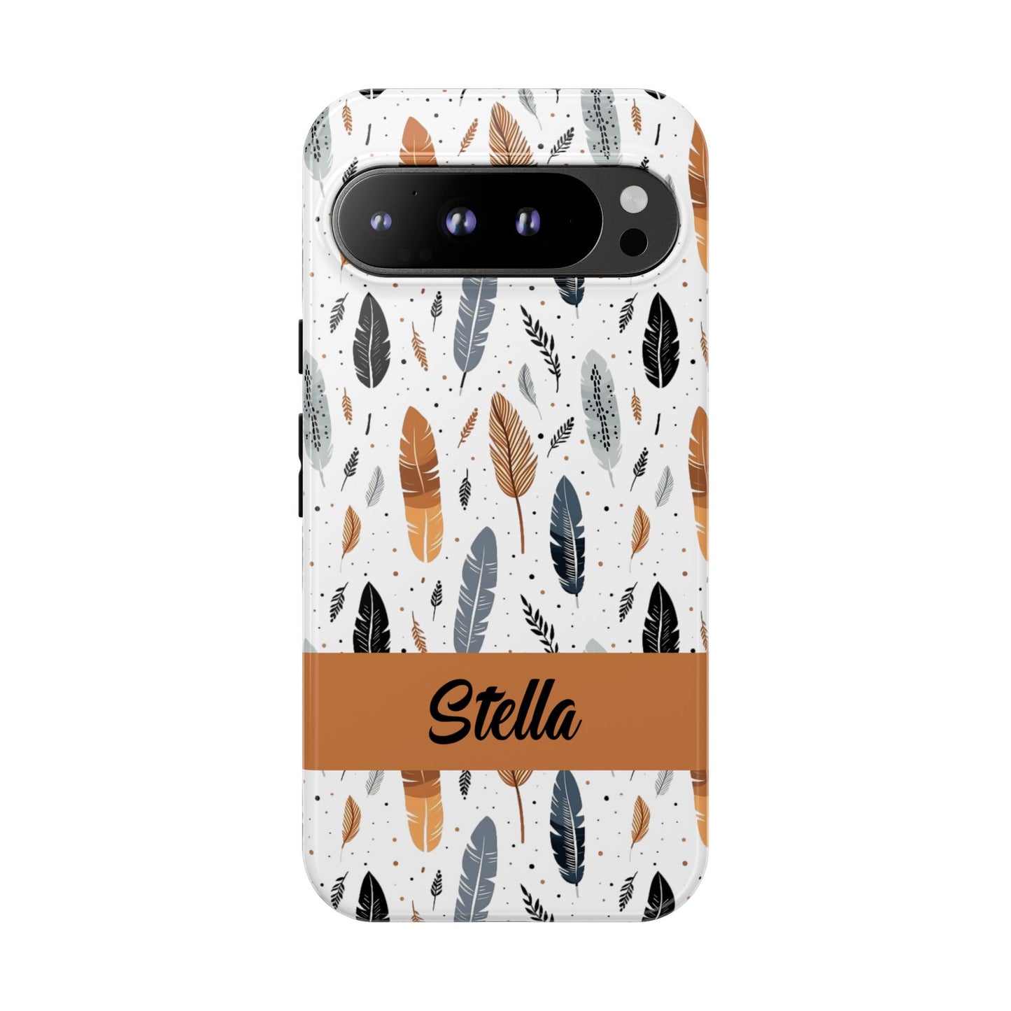 Personalized Whispering Feathers Samsung, Google Pixel and iPhone Case, Custom Name Case.