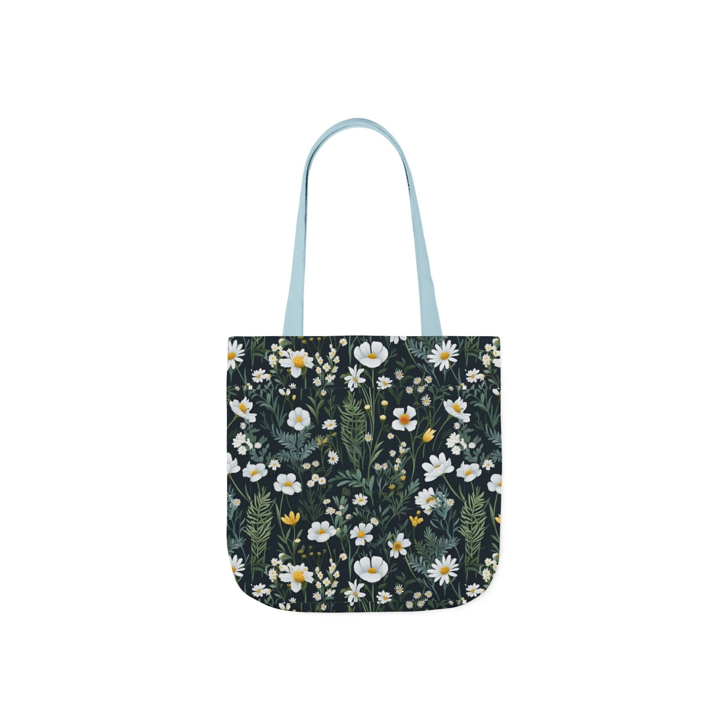 Daisy Delight Floral Canvas Tote Bag with 5-Color Straps | Eco-Friendly Shopping Bag