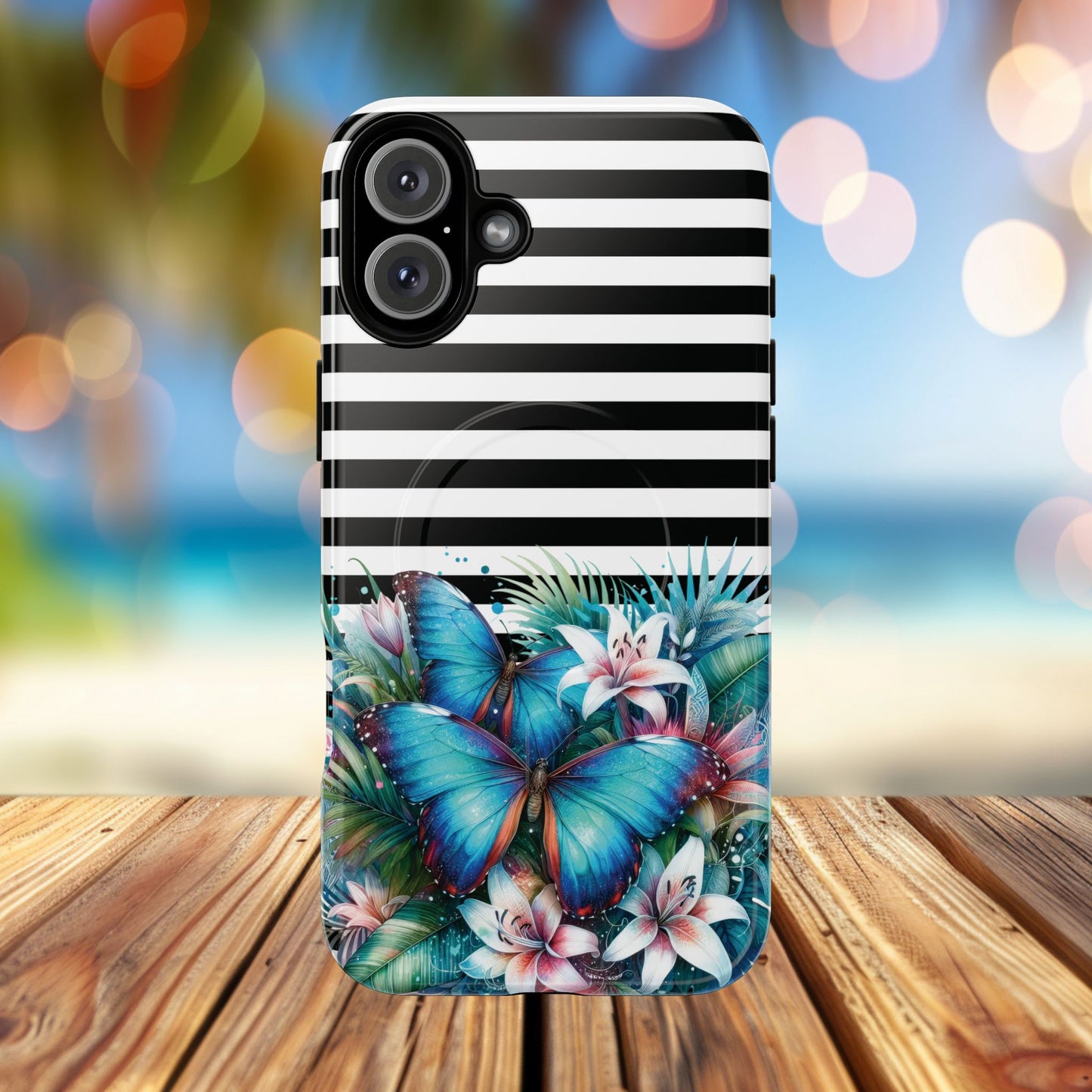 Wings of Wonder Tough iPhone Magnetic Case, Stylish Protection, Durable iPhone Cover, Butterfly Design Gift, Floral Case,Trendy Tech Accessory.