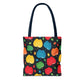 All-Over Apple Print Personalized Tote Bag — Durable Everyday Carry (3 Sizes, 5 Handle Colors)
