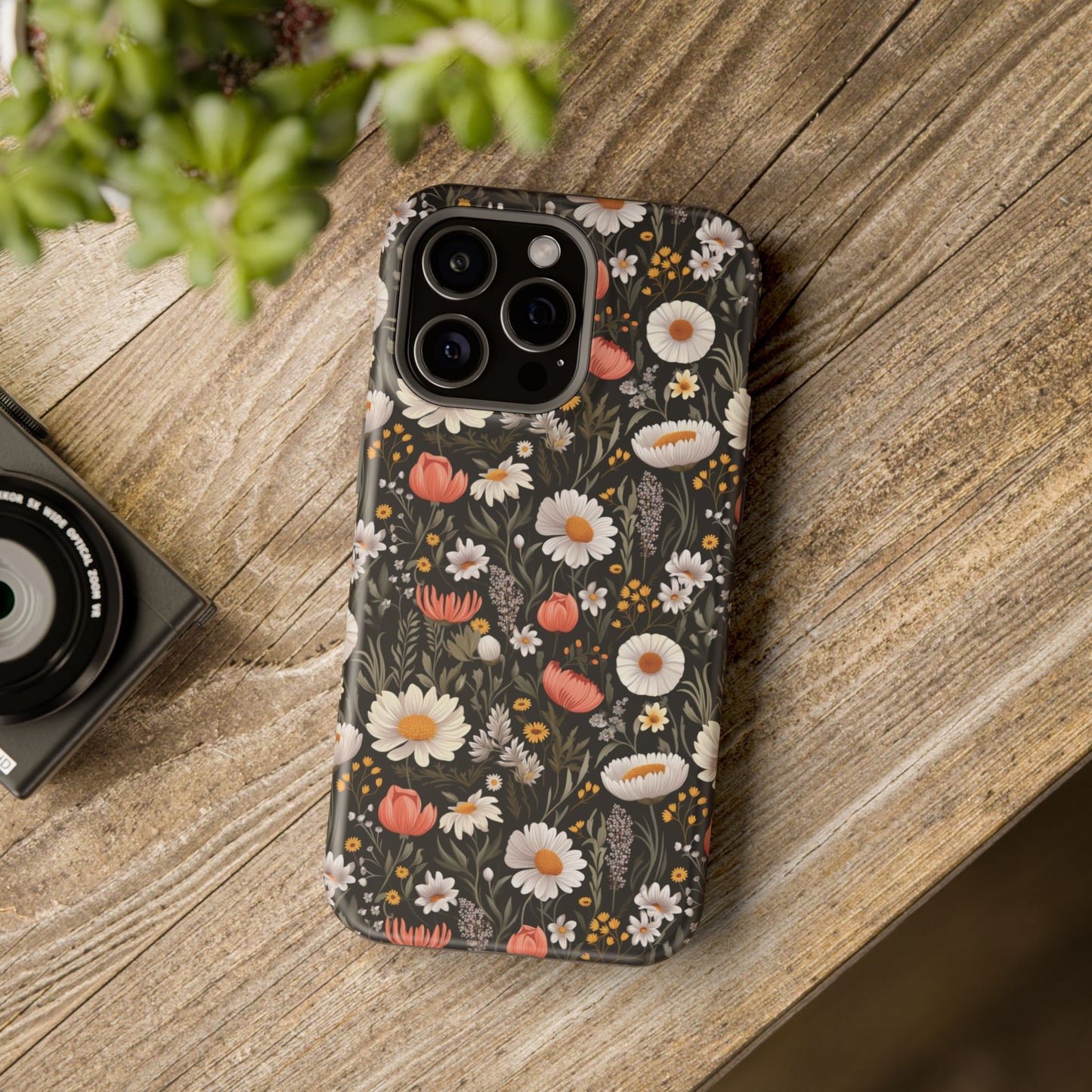 Blossom Elegance: Noir Garden Magnetic Tough iPhone Cases