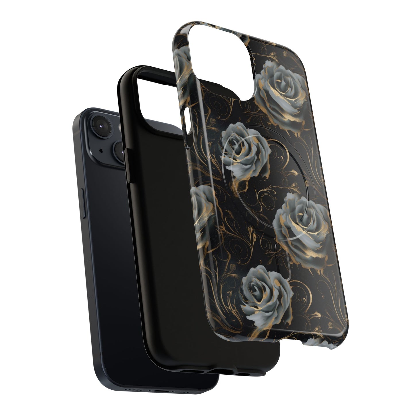 Midnight Bloom Tough iPhone Magnetic Cases,  iPhone 14, iPhone 15, iPhone 16, Pro, Pro Max, Plus MagSafe Case, Protective Tech Accessories, Gift for Her, Floral Design