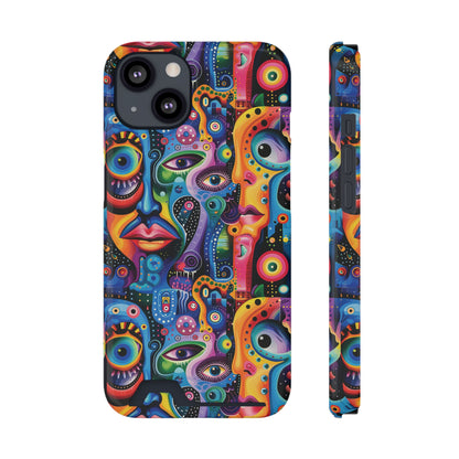 Psychedelic Visions Phone Case with Card Holder - Colorful and Stylish Design for Creatives