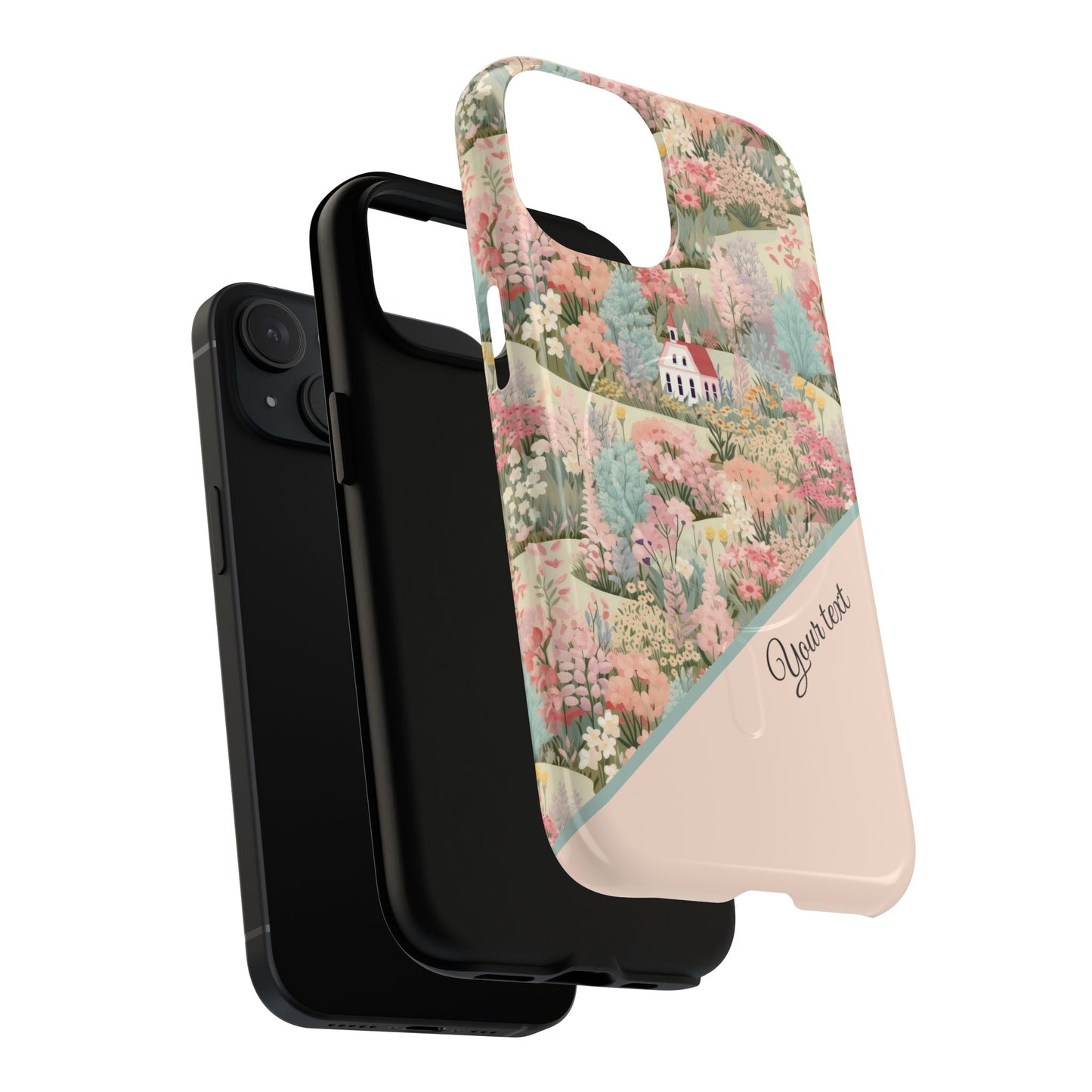 Blush Bloom Village Tough Magnetic MagSafe®Case, Durable Protection, Unique Gift for Nature Lovers,  iPhone® 13, 14, 15, 16, 17, Pro, Pro Max, Plus Cases.