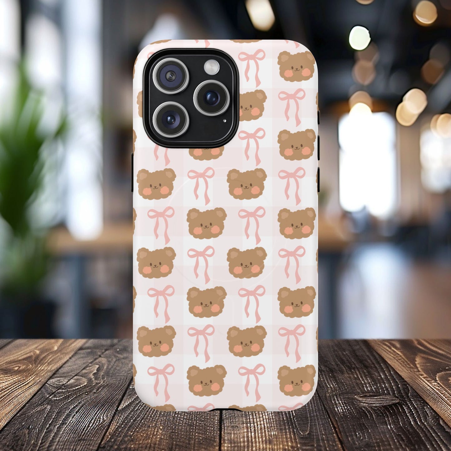 Cute Bear Pattern Magnetic Phone Case, Durable Animal Design, Gift for Kids, Trendy Case for iPhone, Cute Phone Accessory