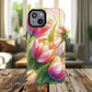 Tulip Glow Tough iPhone Magnetic Case, Floral Design, Spring Gift, Durable Protection, Smartphone Accessories, MagSafe Accessories, Stained Glass Tulip Gift
