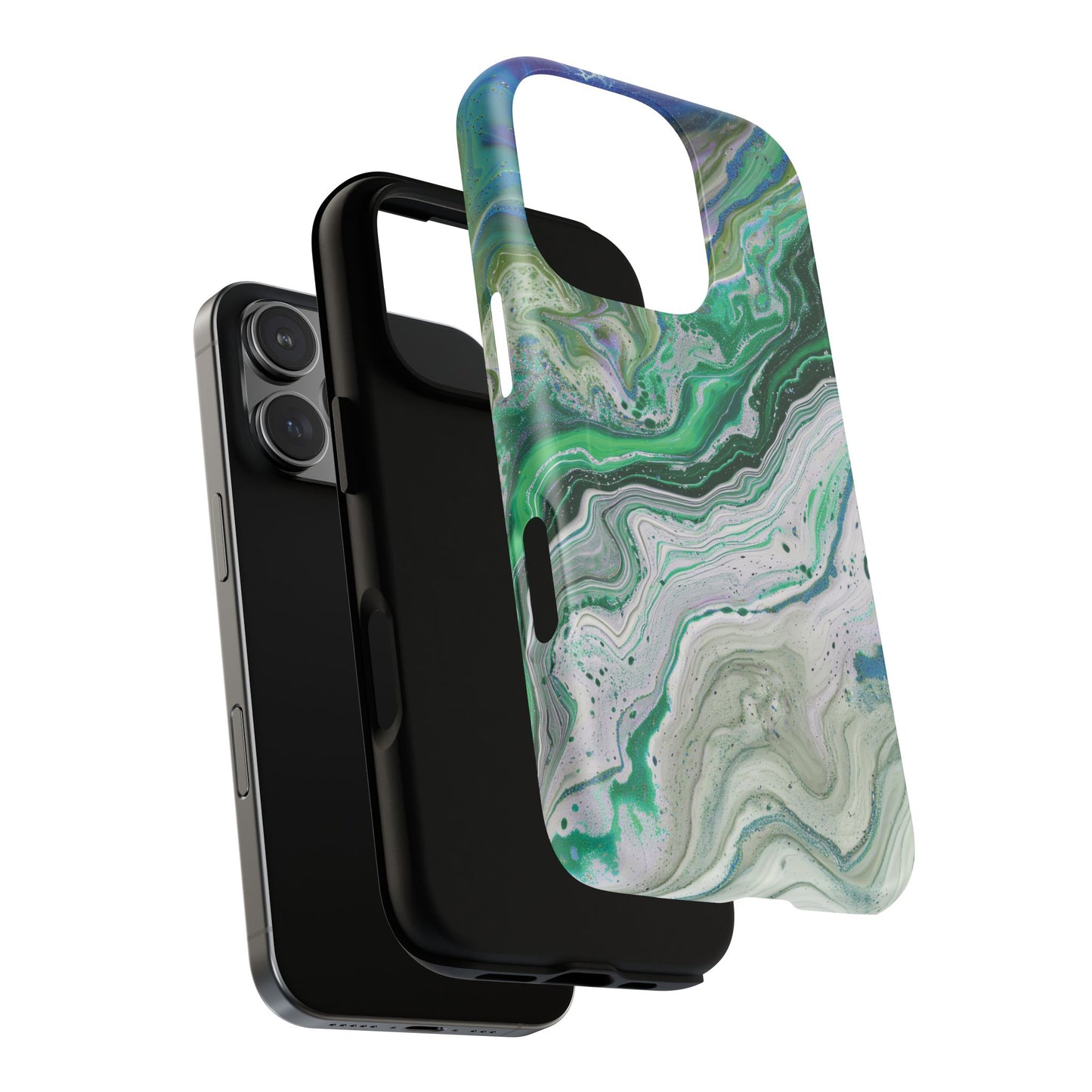 Marbled Tough iPhone Case, Magnetic Protector, Stylish Tech Accessory, Durable iPhone Cover, Unique Gift Idea