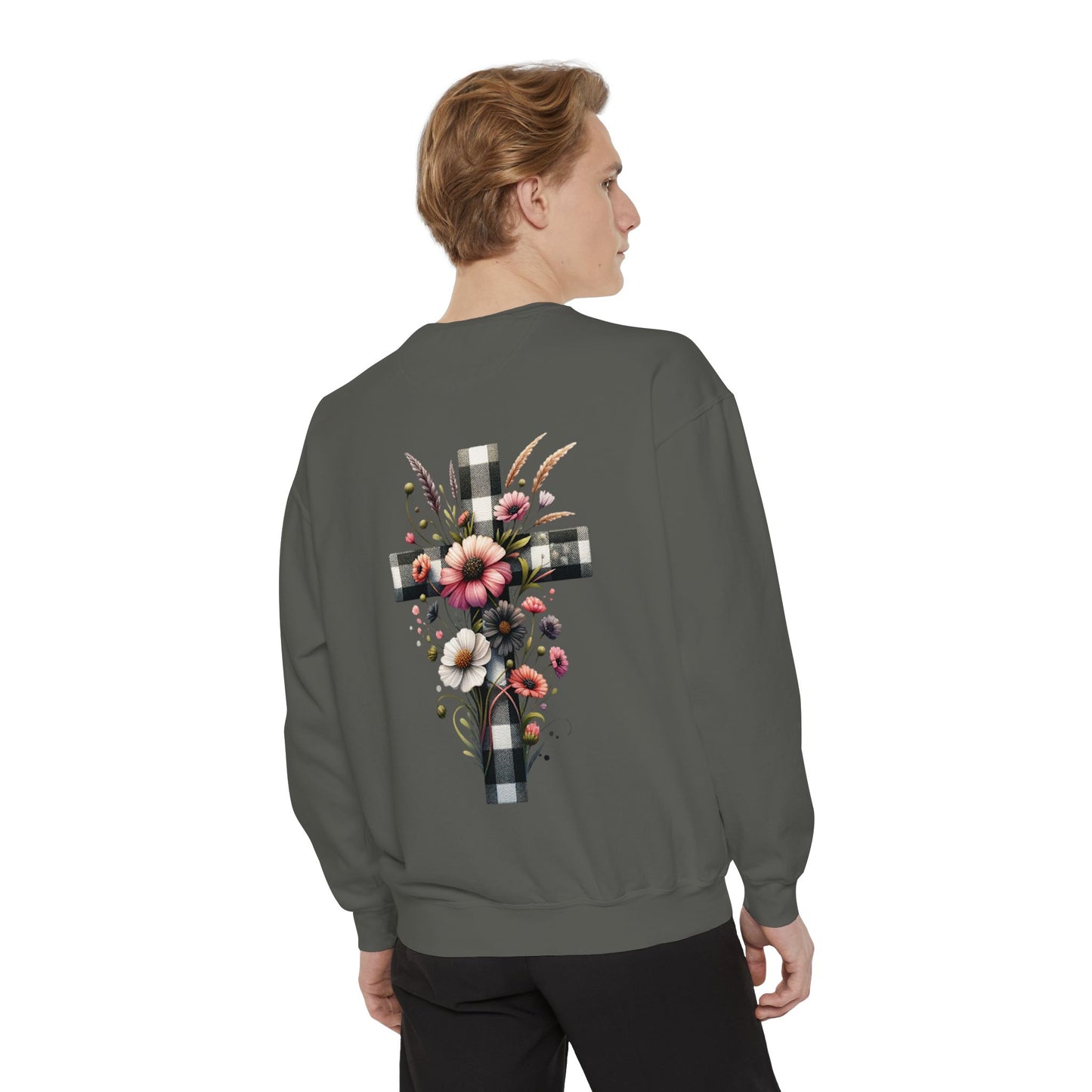 Faith and Floral Cross Unisex Garment-Dyed Sweatshirt