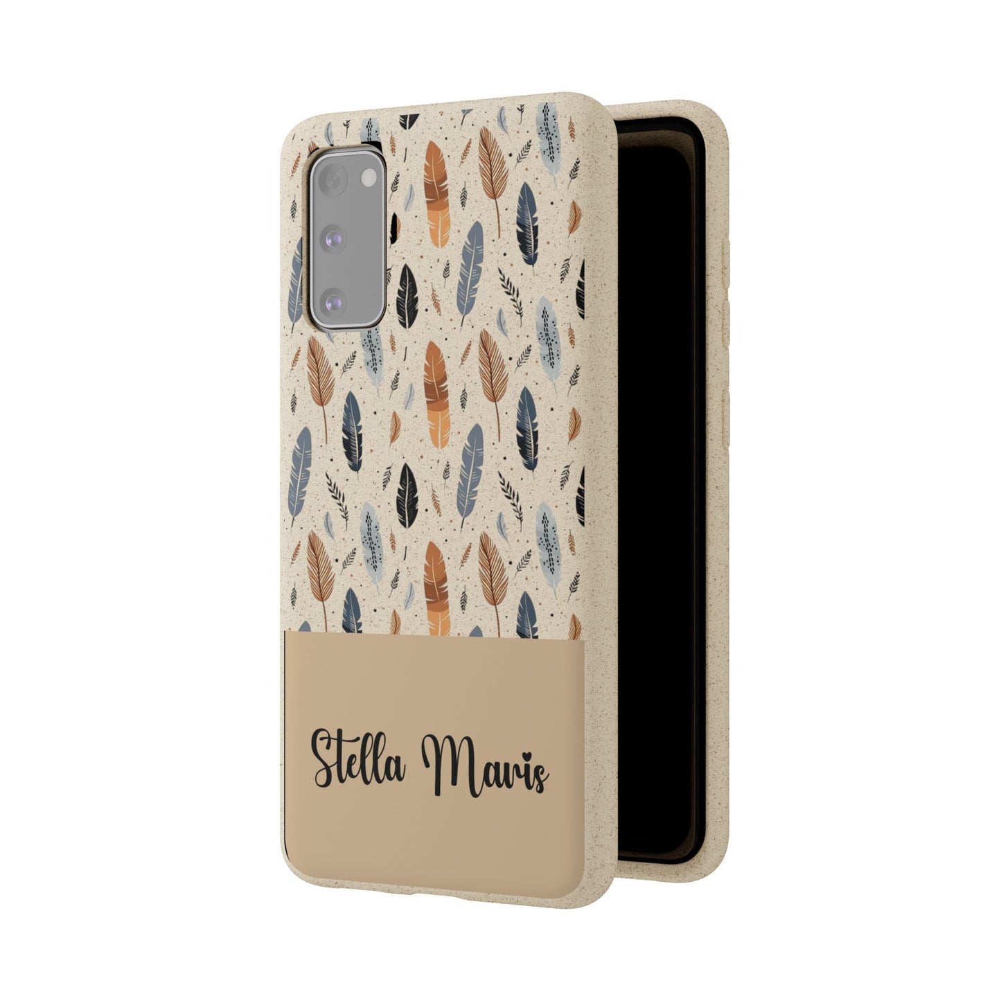Personalized Whispering Feathers Samsung Biodegradable Case, Custom Name Case.