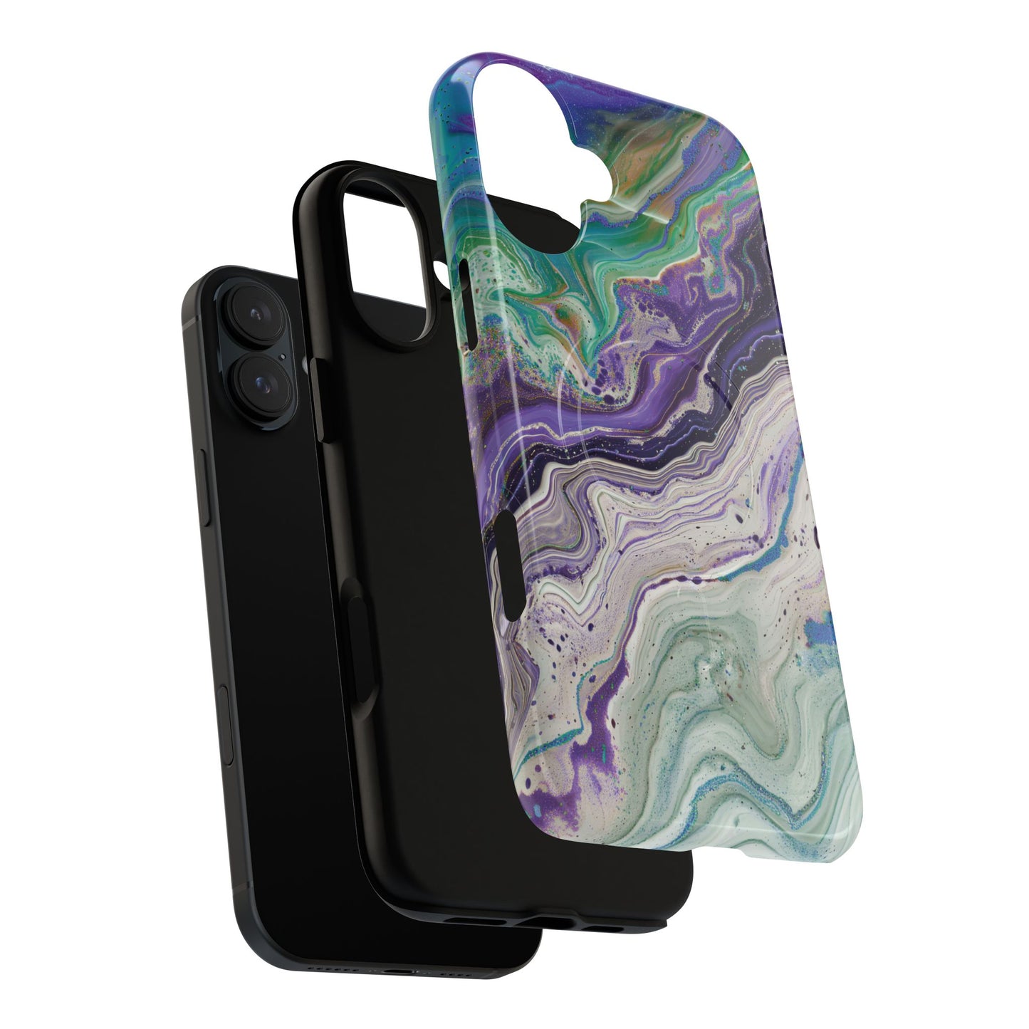 Stylish Purple Acrylic Tough Magnetic iPhone Cases, Unique Protective Cases for iPhone, Colorful Marble Design, Great Gift for iPhone Lovers