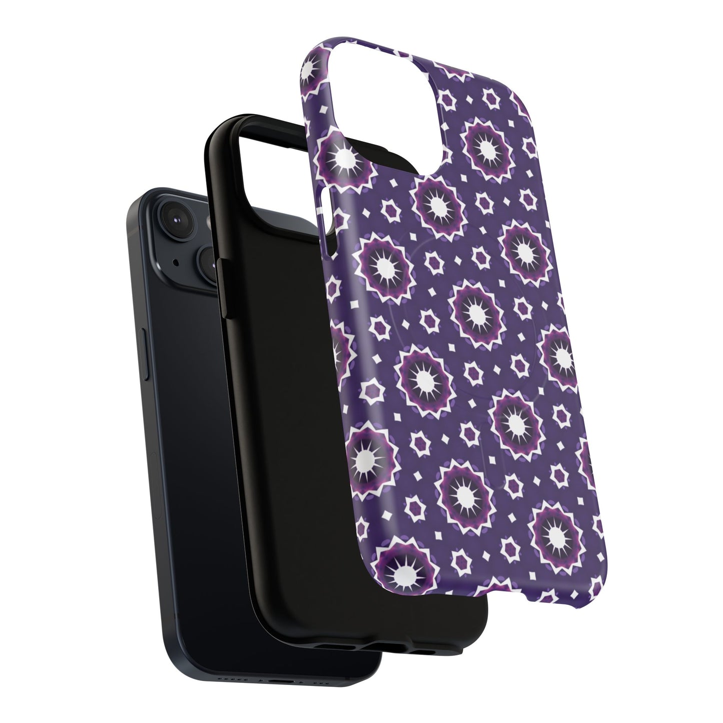 Violet Nova Bloom Stylish Tough Magnetic iPhone Case, Purple Floral iPhone Cover, Durable Cell iPhone Protector, Gift for Her, Mother's Gift