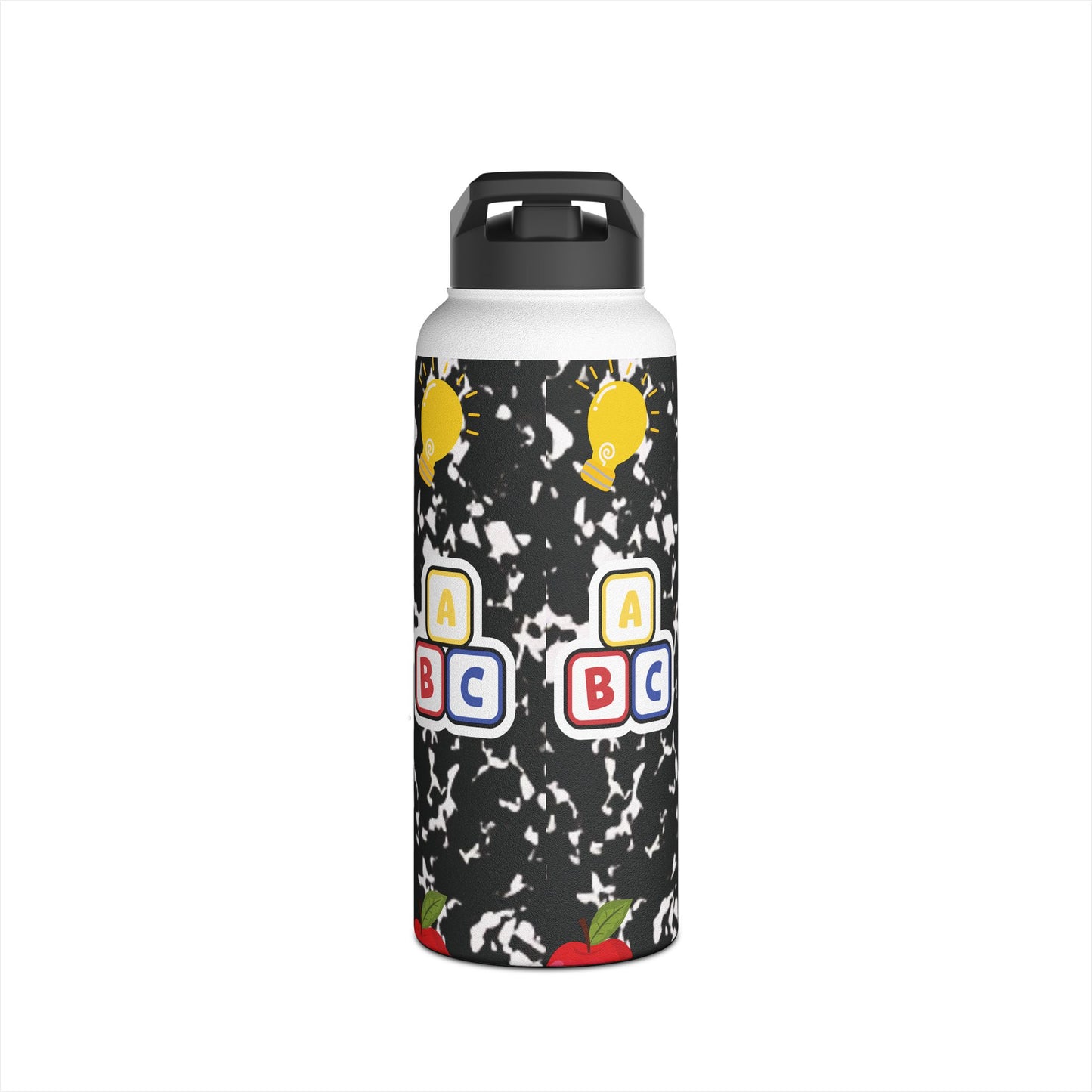 Personalized Black Composition Book Inspired Stainless Steel Water Bottle for Kids, School Supplies, Eco-Friendly Drinkware, Back to School, Teacher Gifts