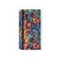Psychedelic Visions Vibrant Art Flip iPhone and Samsung Phone Case - Colorful Faces Design for Phone Protection