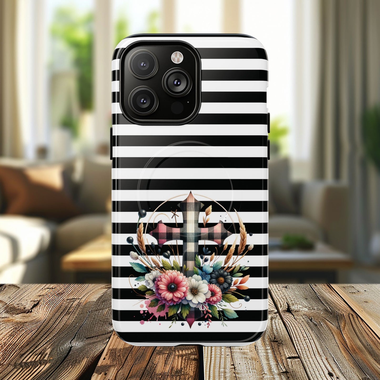 Striped in His Glory iPhone Case, Tough Magnetic Phone Protector, MagSafe iPhone Cover, Durable Case for Everyday Use, Gift for Nature Lovers, Vibrant Design.