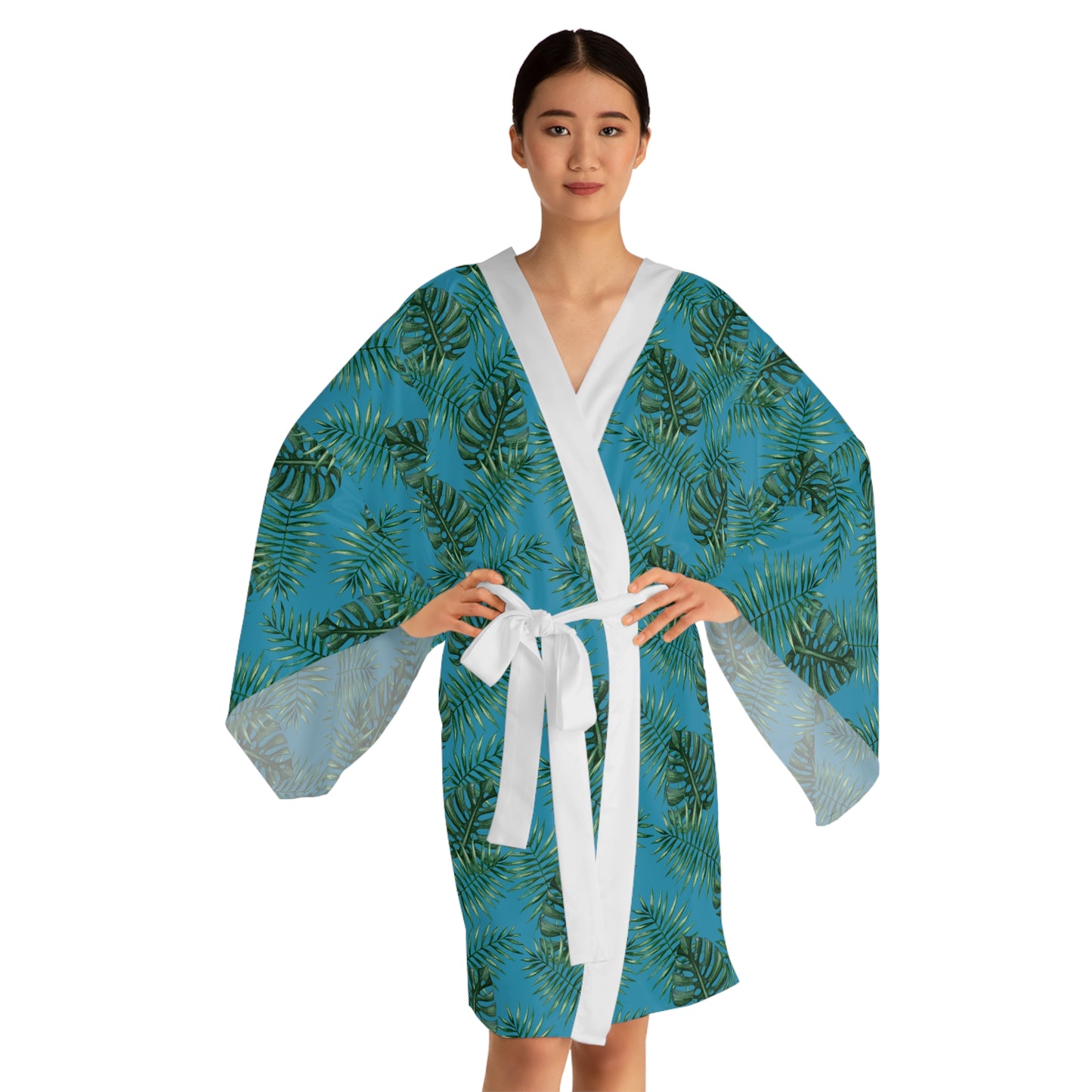 Turquoise Tropical Bliss Serenity Kimono Robe (AOP)