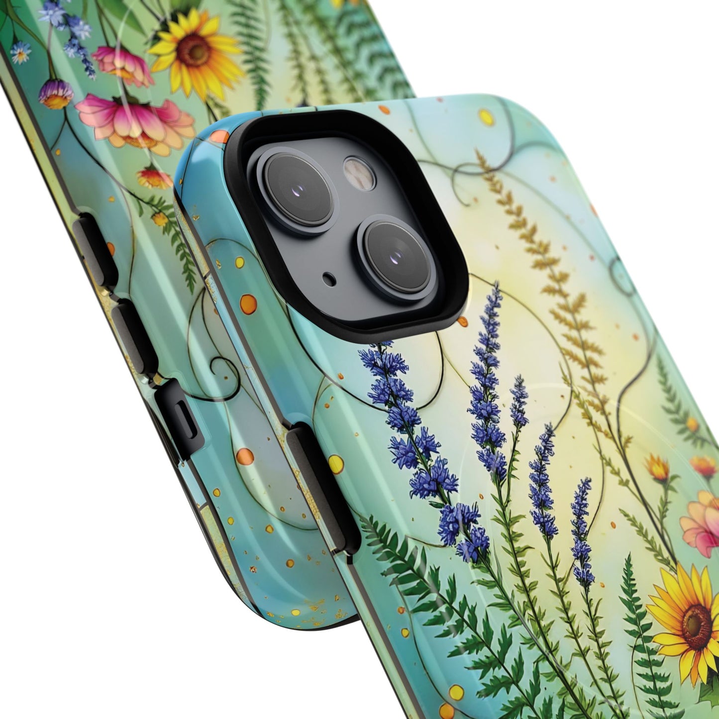 Floral Stained Harmony Glass Tough Magnetic Phone Case | Nature Inspired Design | Durable Protection | Gift for Nature Lovers | Spring Vibe