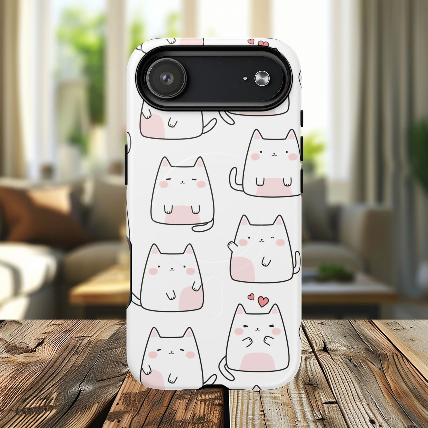 Cute Kawaii Cat Tough Magnetic iPhone Case, Cute Cat Lover Gift, Kawaii iPhone Cover, Tough iPhone Case, Unique Pet Themed Accessory,