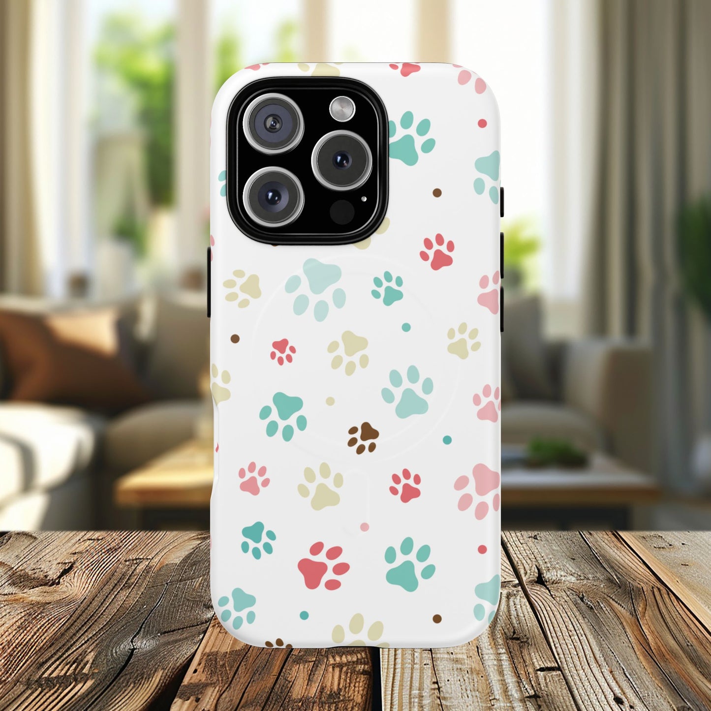 Pet Lover Magnetic iPhone Case - Cute Paw Print Design, Tough Magnetic Cases for Dog and Cat Owners, Gift for Animal Lovers