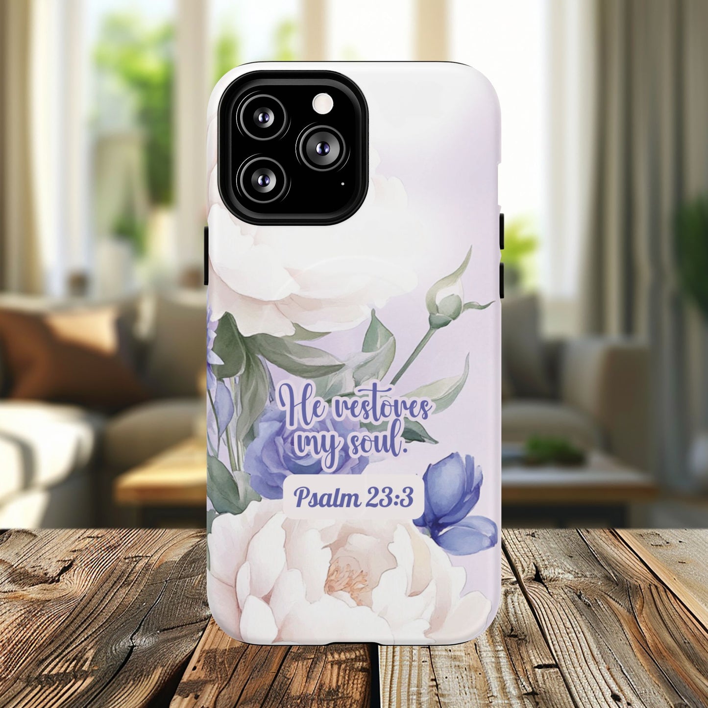 He Restores My Soul Tough iPhone Magnetic Cases, Christian Gift, MagSafe® iPhone® Tough Case, iPhone 13, 14, iPhone 15, iPhone 16, 17, Pro, Pro Max, Plus