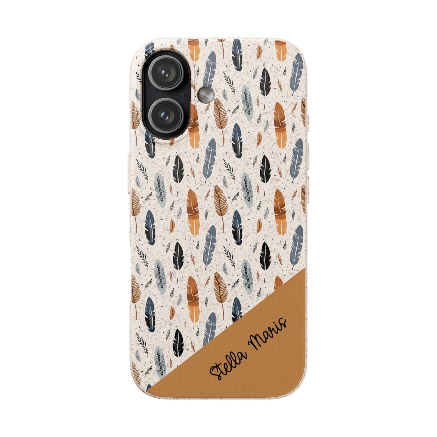 Personalized Whispering Feathers Samsung and iPhone Biodegradable Case, Custom Name Case.