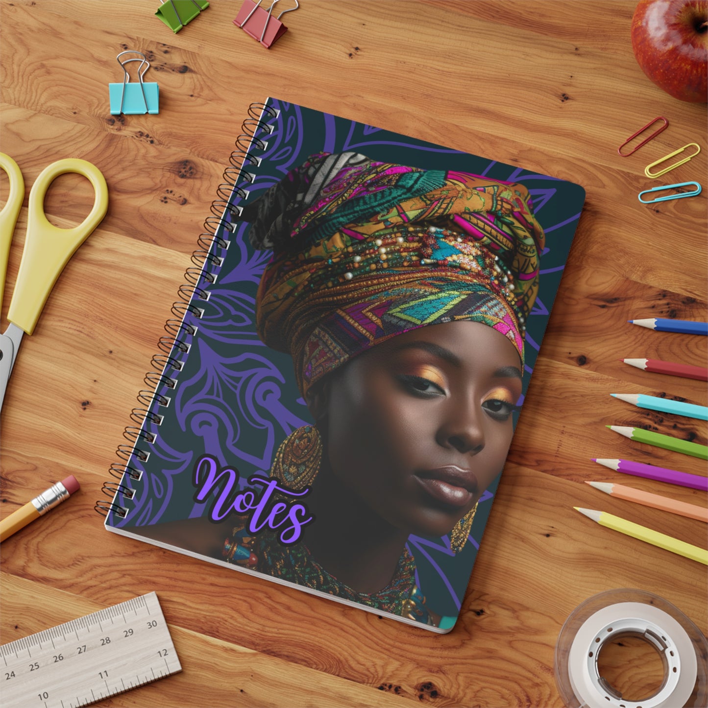 Elegant Cultural Notes Notebook, Perfect for Journaling, Gift for Students, Travelers, Back to School, Spirituality, African Art Design