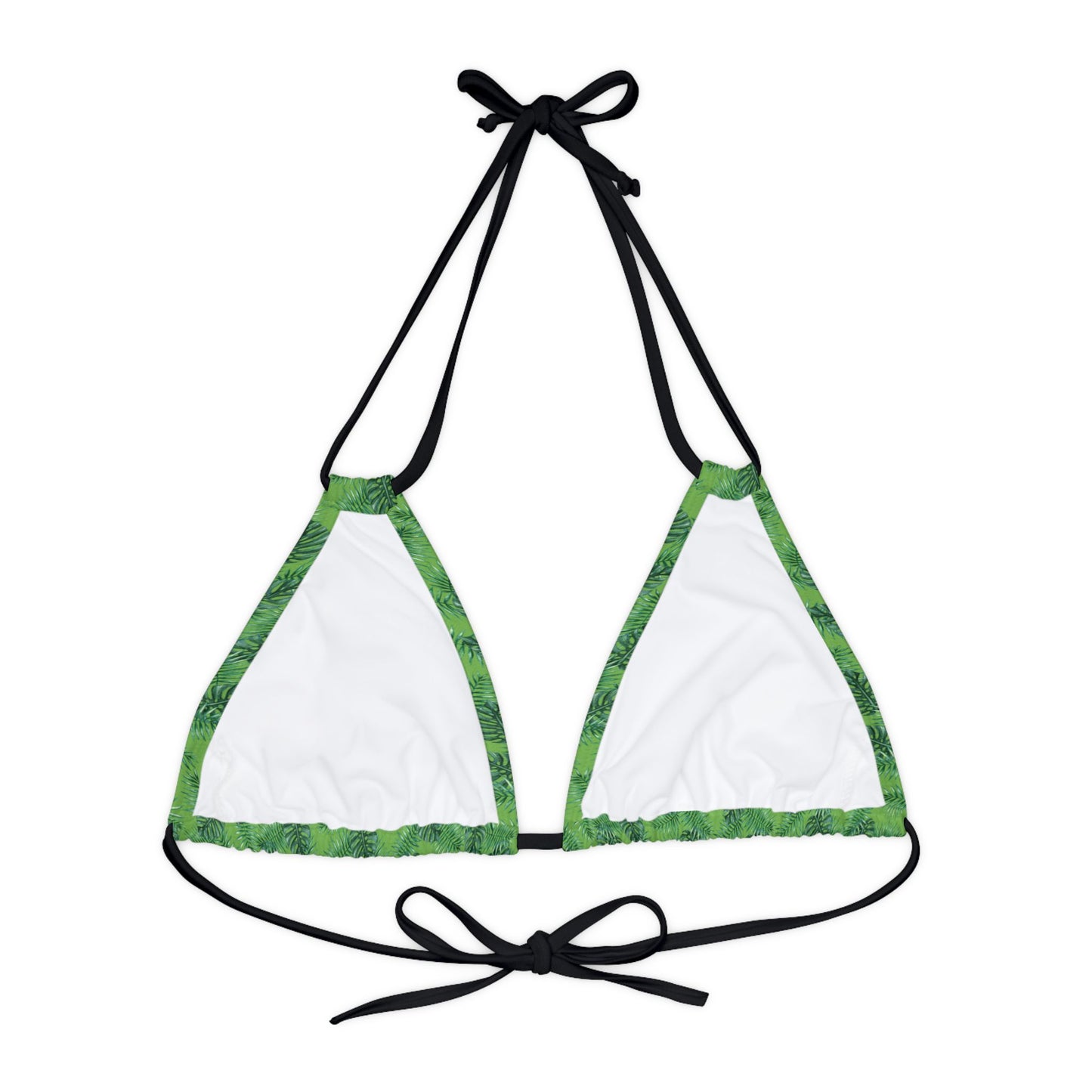 Green Tropical Bliss Strappy Triangle Bikini Top (AOP)- (PY)