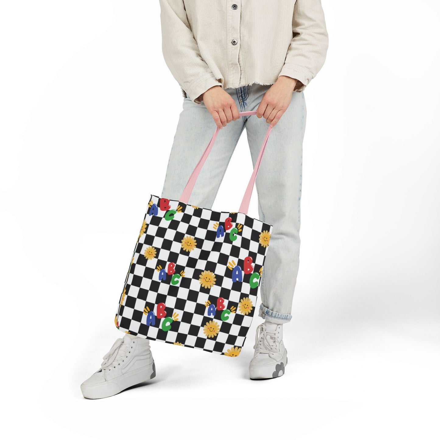 Personalized Schoolyard Chic Composition Book Inspired Canvas Tote Bag with Colorful Straps, Cute School Bag, Eco-Friendly Tote, Back to School Shopping Bag, Teacher Gift Idea